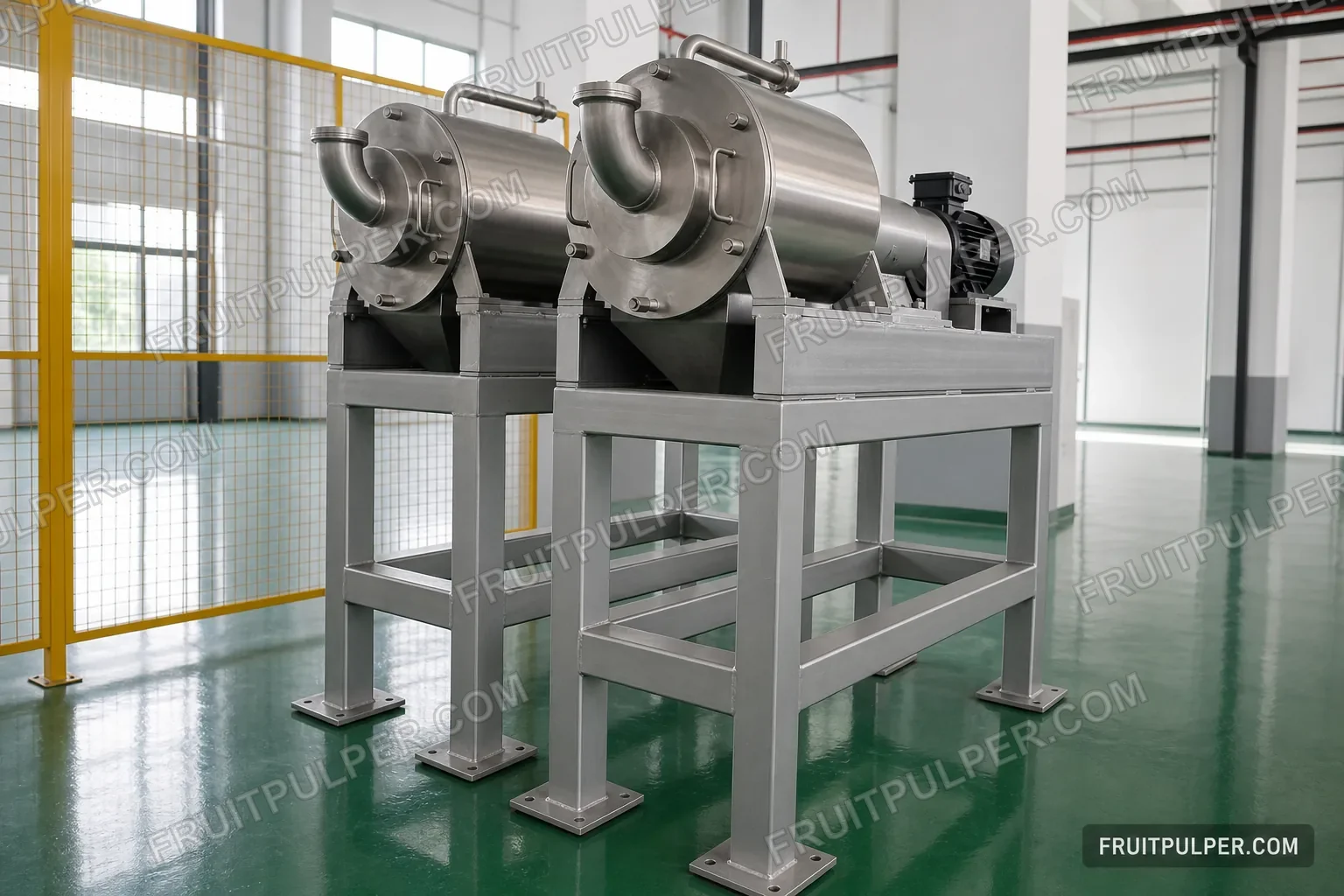 Watermarked reference derivative of a twin-chamber industrial fruit pulper